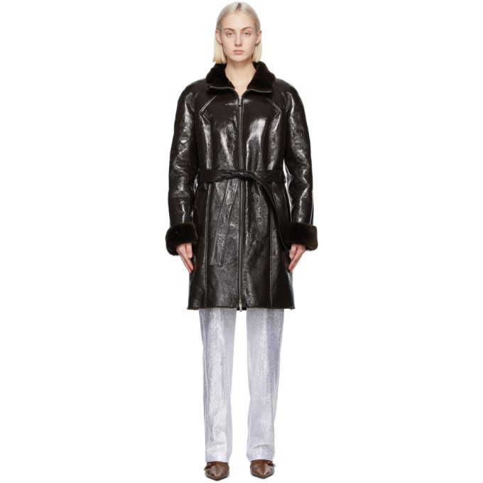 Saks Potts Brown Patent Fusun Coat