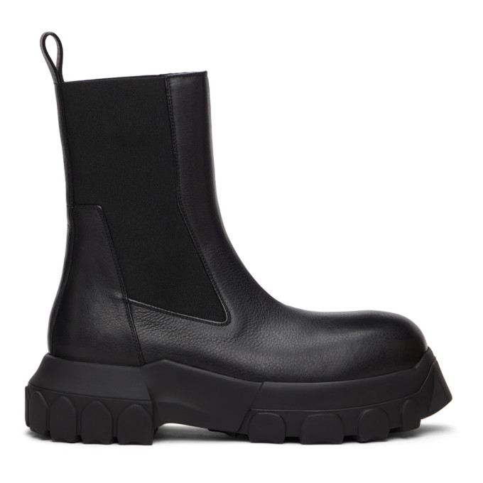 Rick Owens Black Mega Bozo Tractor Chelsea Boots In 99 Blk | ModeSens