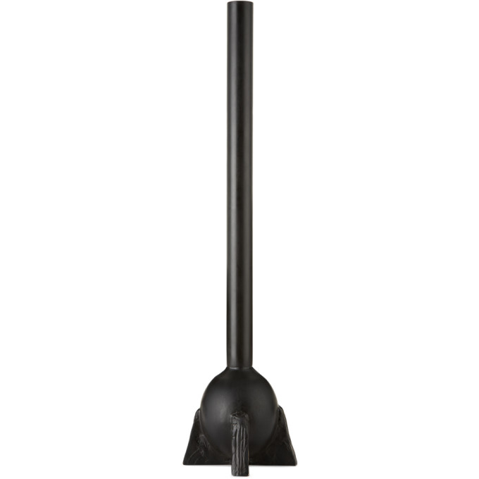 Rick Owens Black Bronze Swan Neck Vase In Blackbronze