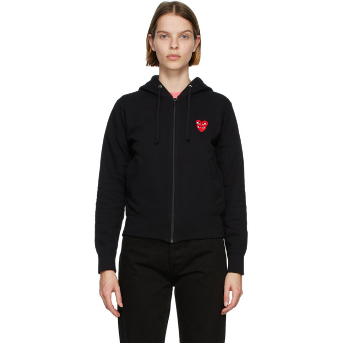 Click to view more detailed imagery on our partner's website Comme Des Garçons Play Comme Des Garcons Play Black Layered Heart Zip-up Hoodie