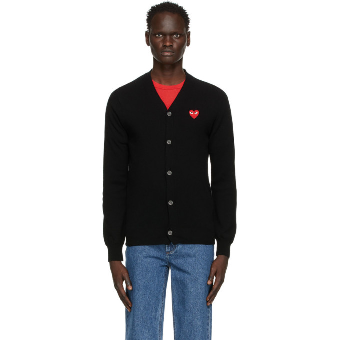 Comme des Garcons Play Black Heart Patch V-Neck Cardigan