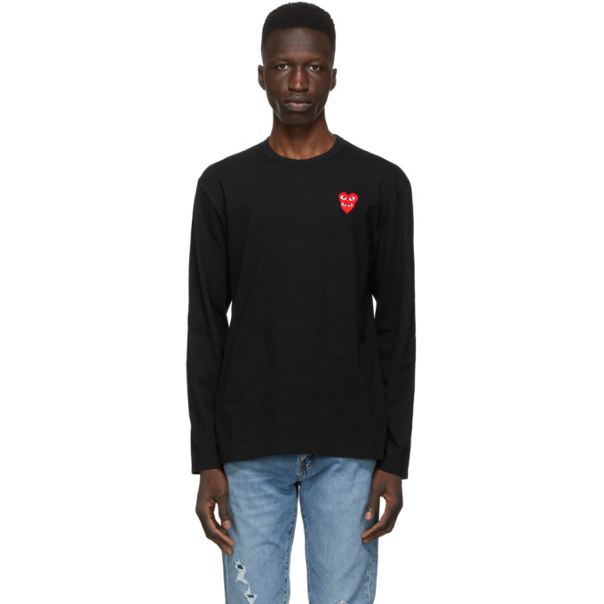 Comme des Garcons Play Black Layered Double Heart Long Sleeve