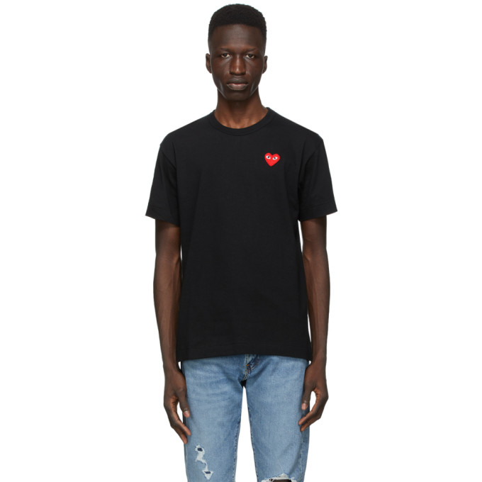 Comme des Garcons Play Black and Red Heart Patch T-Shirt