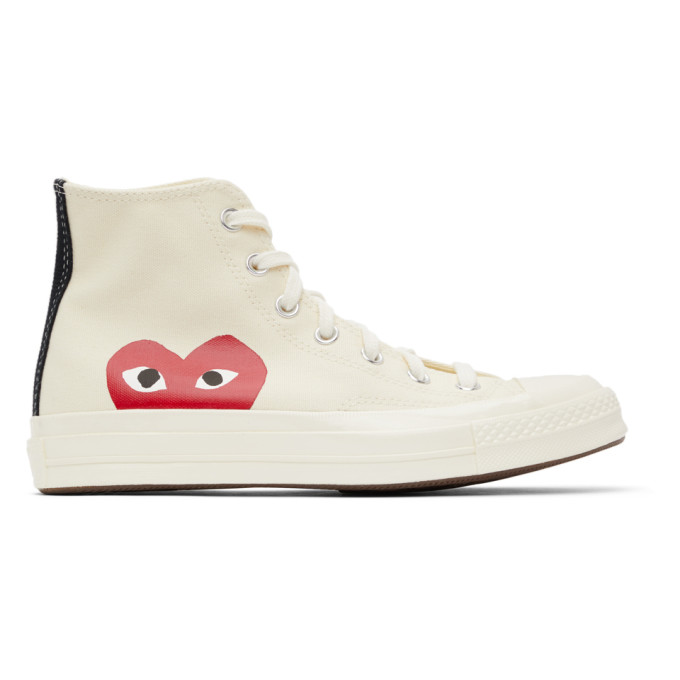 Comme des Garcons Play Off-White Converse Edition Half Heart Chuck 70 High Sneakers