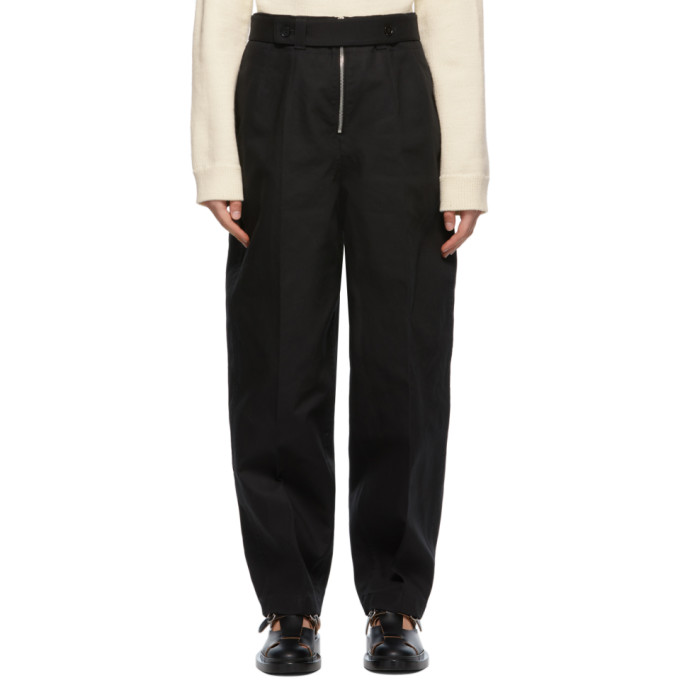 JIL SANDER BLACK COTTON TROUSERS