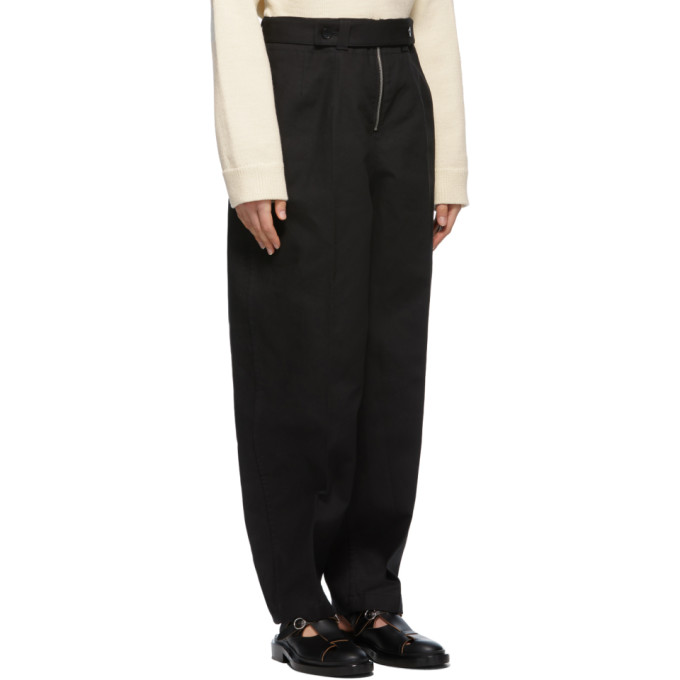 JIL SANDER BLACK COTTON TROUSERS