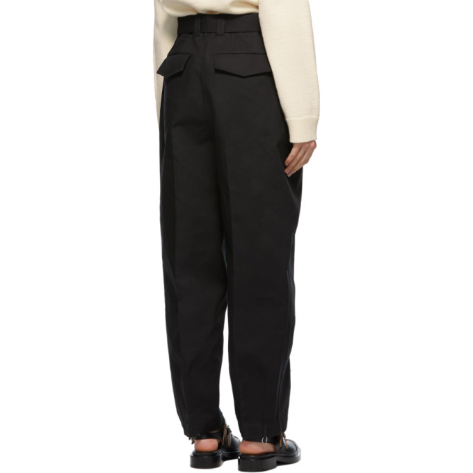 JIL SANDER BLACK COTTON TROUSERS