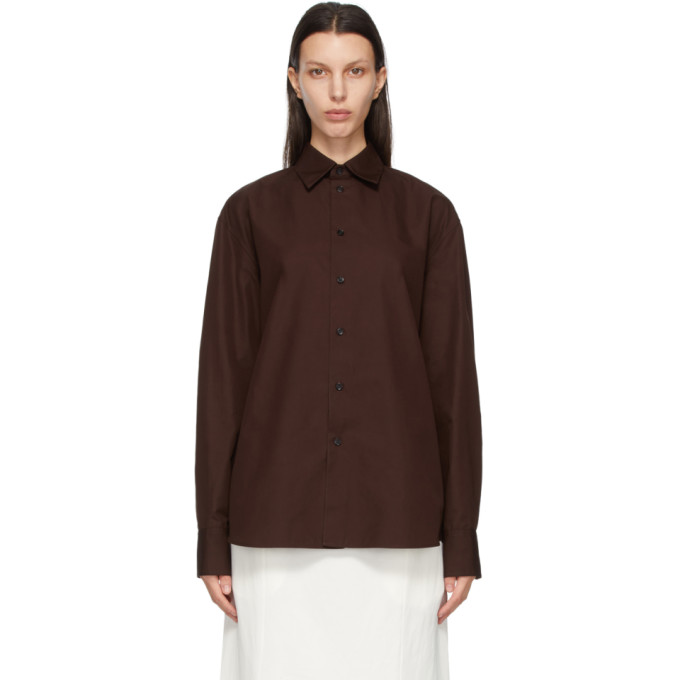 Jil Sander Brown Organic Cotton Oversized Shirt