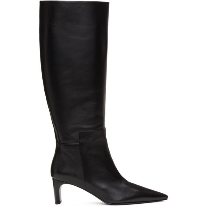 Jil Sander Black Pointy Toe Heeled Tall Boots