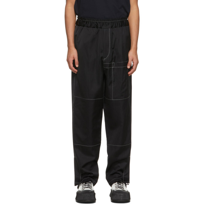 JIL SANDER Black Crinkled Panel Trousers