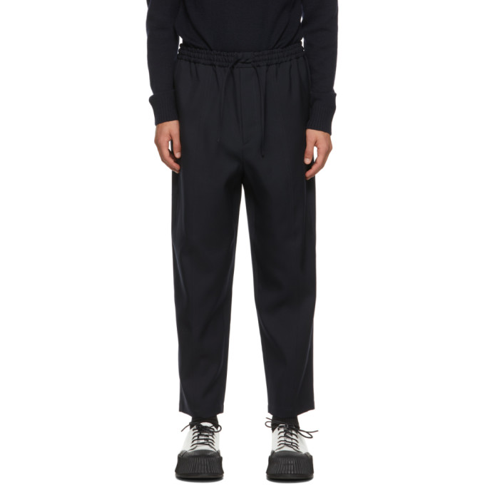 JIL SANDER Navy Gabardine Cropped Trousers
