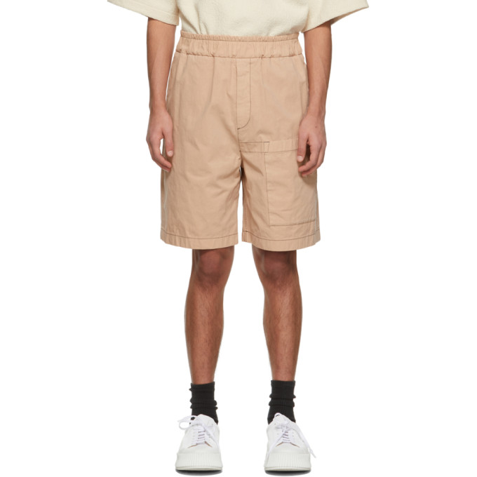 JIL SANDER Beige Cotton Gabardine Pocket Shorts
