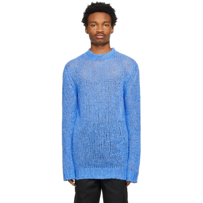 JIL SANDER JIL SANDER BLUE LINEN SWEATER