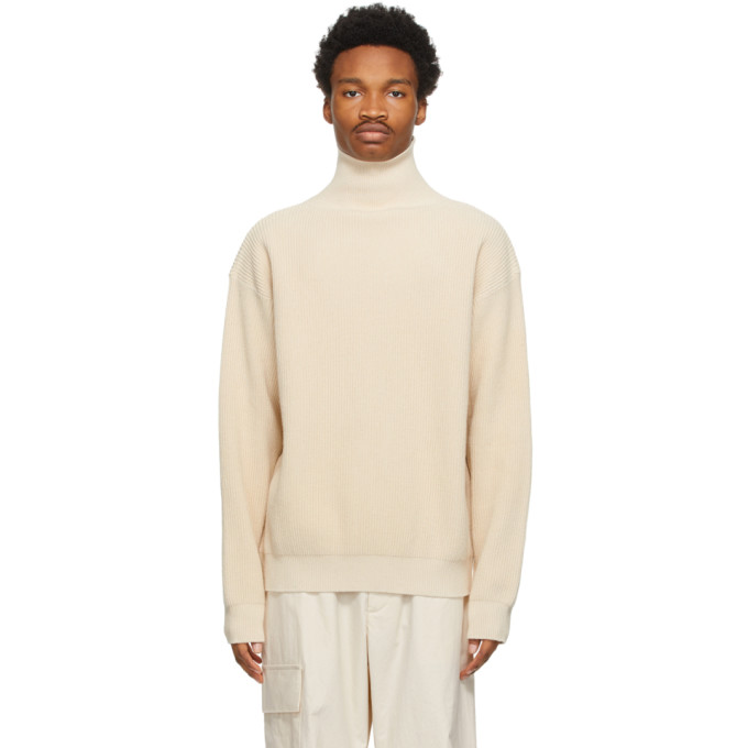 Jil Sander Off-White Cotton Turtleneck