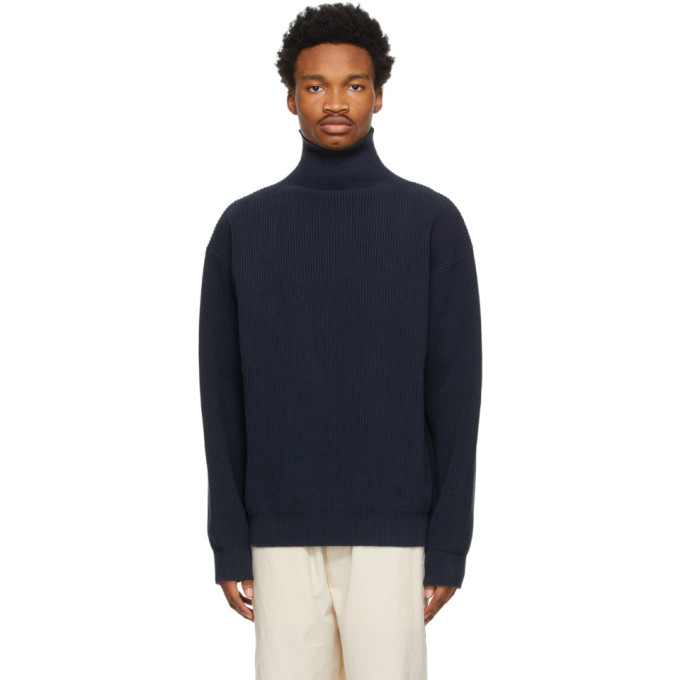 Jil Sander Navy Cotton Turtleneck