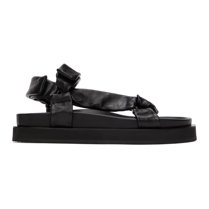 Jil Sander Black Sheepskin Sandals