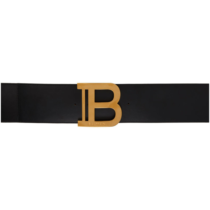 Balmain Black Leather B Belt
