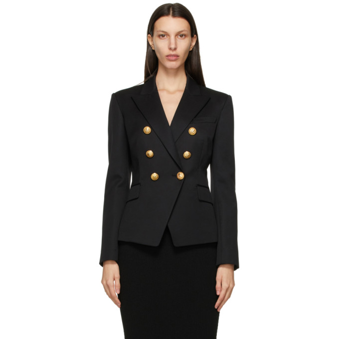 Balmain Black Wool6-Button Permanent Blazer