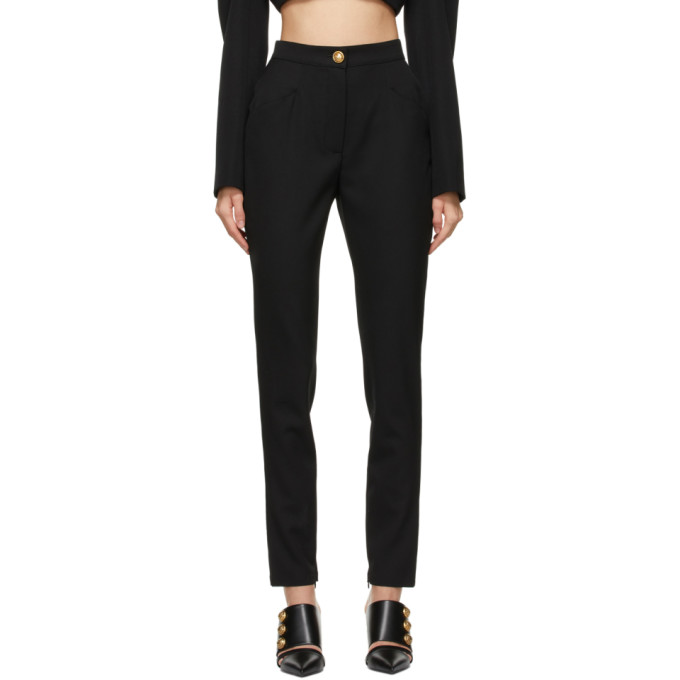 Balmain Black Virgin Wool Leggings