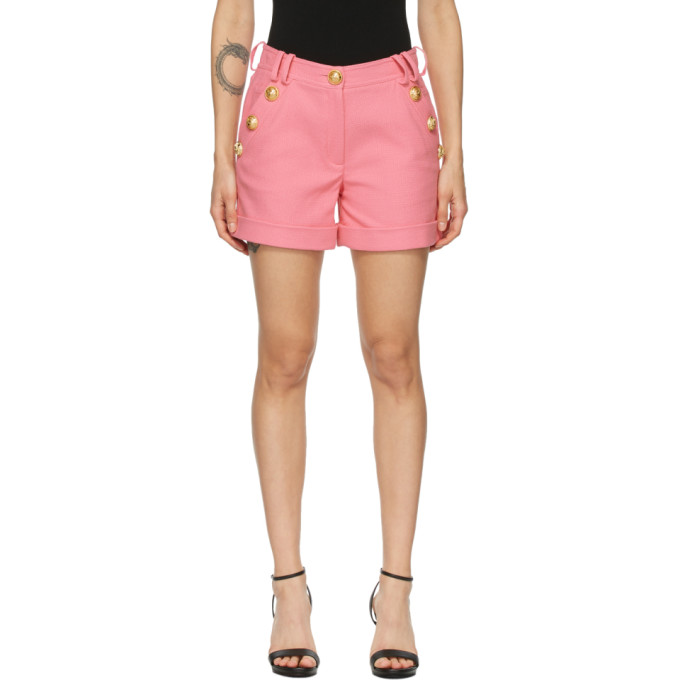 Balmain Pink Cotton Low-Rise Shorts