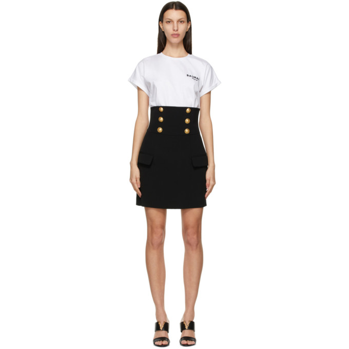 Balmain Black Crepe Miniskirt