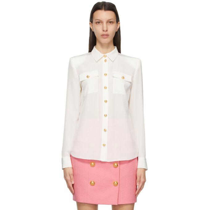 Balmain White Georgette Shirt