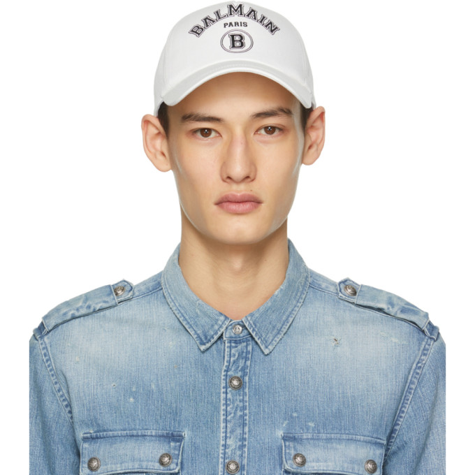 Balmain White Logo Cap