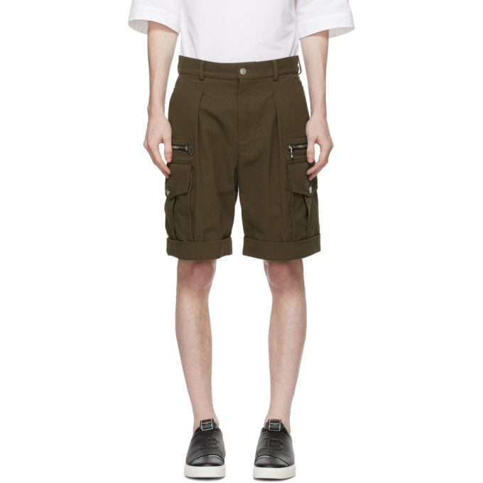 Balmain Khaki Cargo Bermuda Shorts