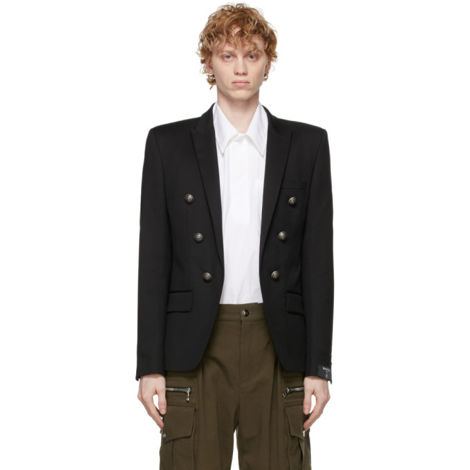 Balmain Black Wool Double-Breasted Blazer