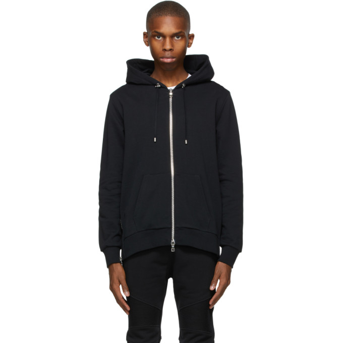 Balmain Black Logo Zip Hoodie