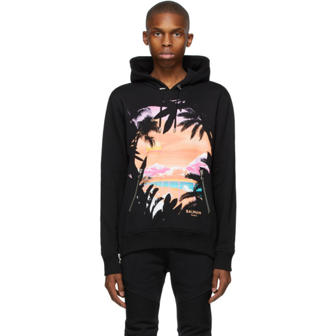 Balmain Black Graphic Hoodie