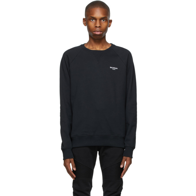 Balmain Black Flocked Logo Sweatshirt