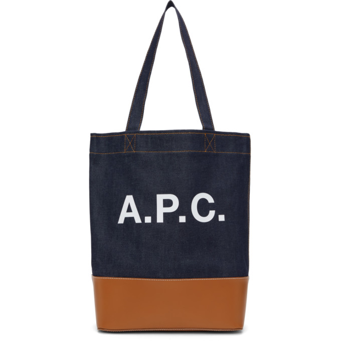 Click to view more detailed imagery on our partner's website A.p.c. Indigo & Tan Denim Axelle Tote In Caf Caramel