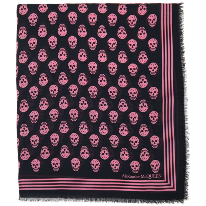 Alexander McQueen Black and Pink Biker Scarf