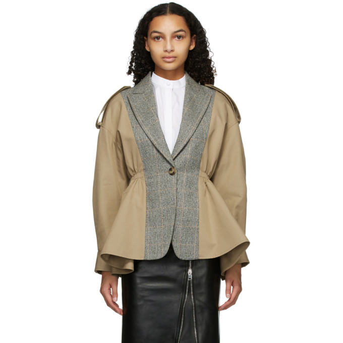 Alexander McQueen Alexander McQueen Beige Gabardine Spliced Jacket