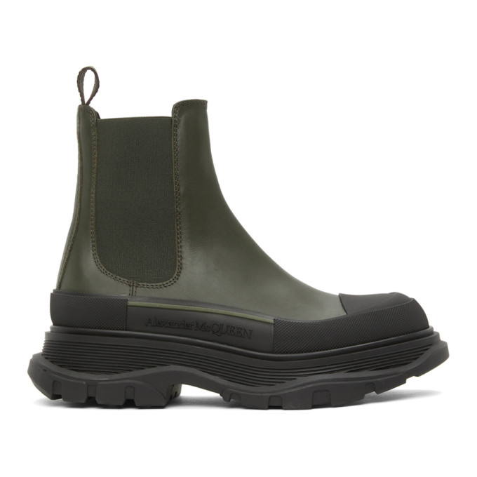 Alexander McQueen Khaki and Black Tread Slick Chelsea Boots