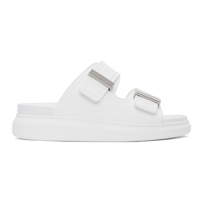 ALEXANDER MCQUEEN WHITE RUBBER HYBRID SLIDES