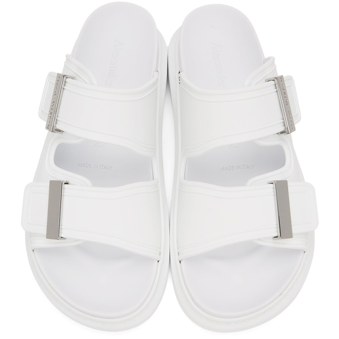 ALEXANDER MCQUEEN WHITE RUBBER HYBRID SLIDES