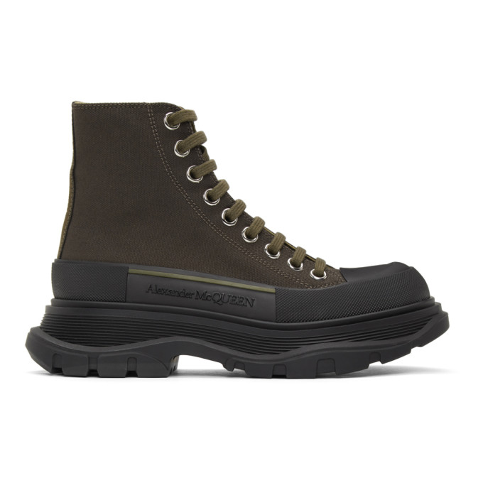 Alexander McQueen Green and Black Tread Slick High Sneakers