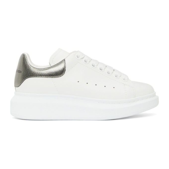 Alexander McQueen White and Rose Gold Metallic Oversized Sneakers - 553770-WHFBU