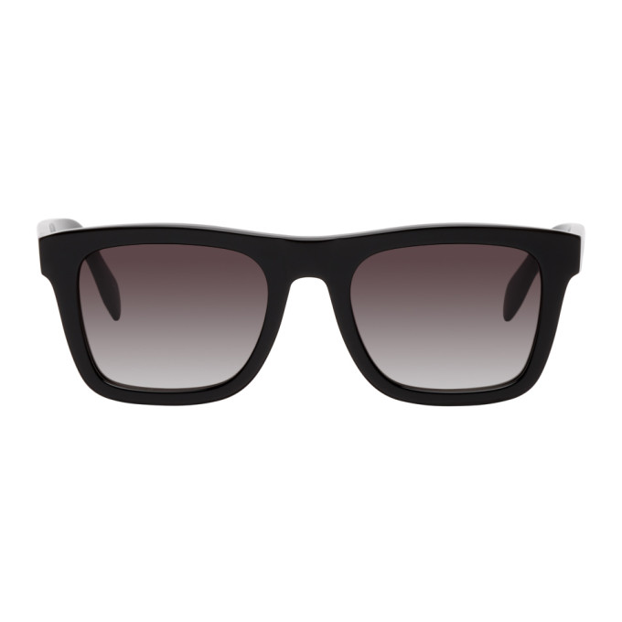 Alexander Mcqueen Black Square Logo Sunglasses In 001 Black