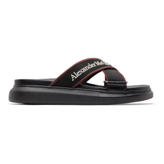 Alexander McQueen Black and Burgundy Oversized Hybrid Sandals