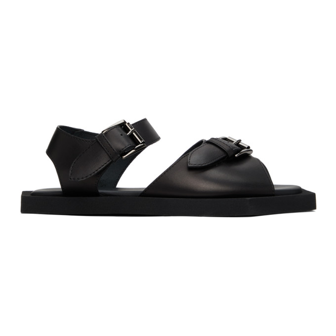OPENING CEREMONY BLACK SQUARE WARPED LOGO SANDALS