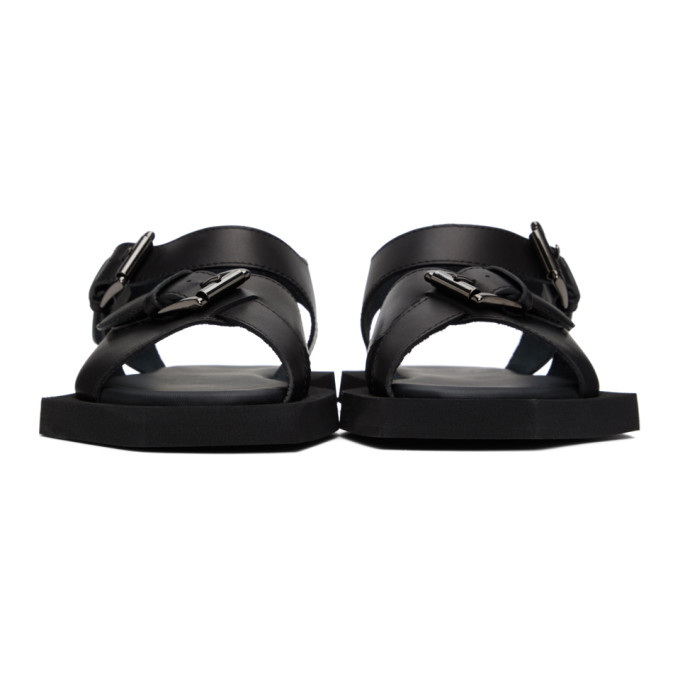 OPENING CEREMONY BLACK SQUARE WARPED LOGO SANDALS