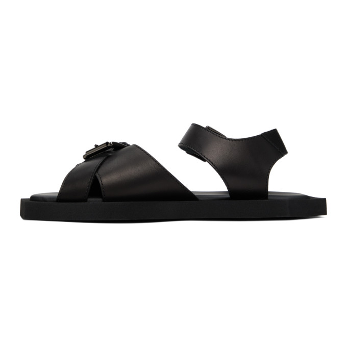 OPENING CEREMONY BLACK SQUARE WARPED LOGO SANDALS