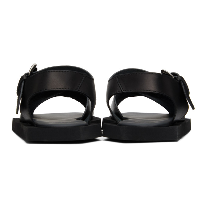 OPENING CEREMONY BLACK SQUARE WARPED LOGO SANDALS