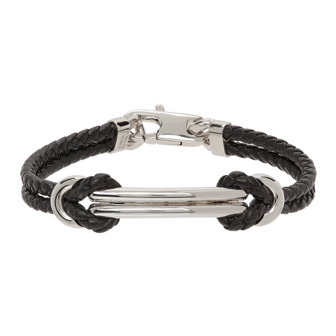 Giorgio Armani Black and Silver Braided Bracelet