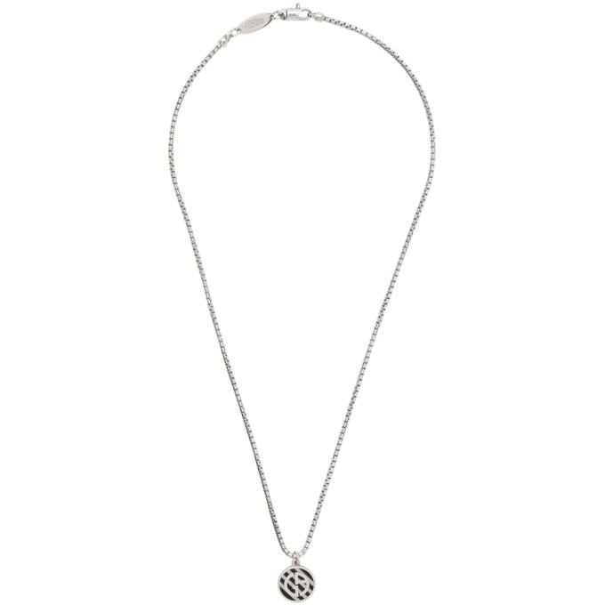 Giorgio Armani Silver Logo Pendant Necklace