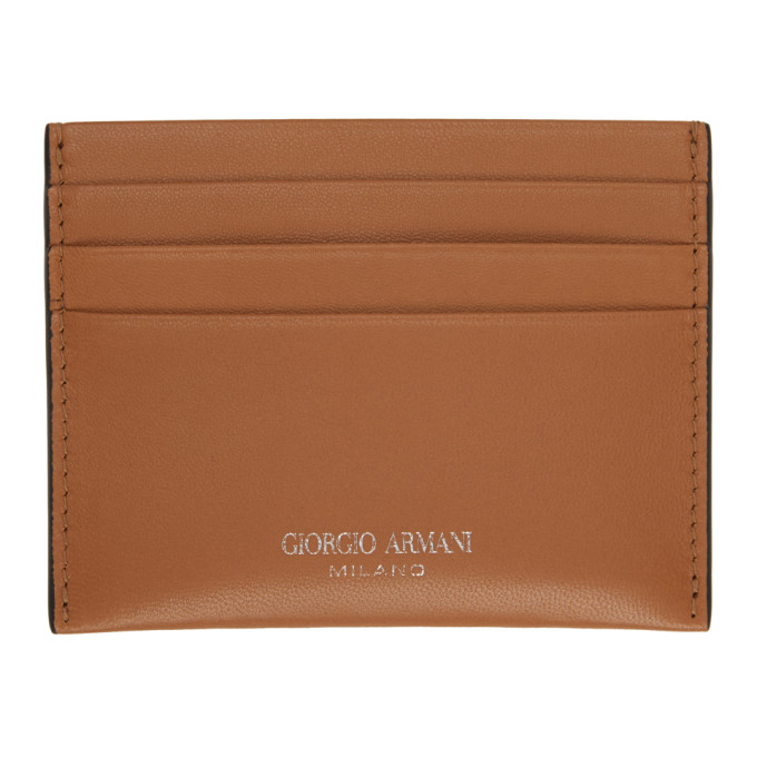 Giorgio Armani Tan Logo Card Holder