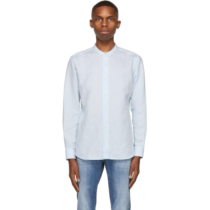 Z Zegna Blue Milano Cotton and Linen Shirt